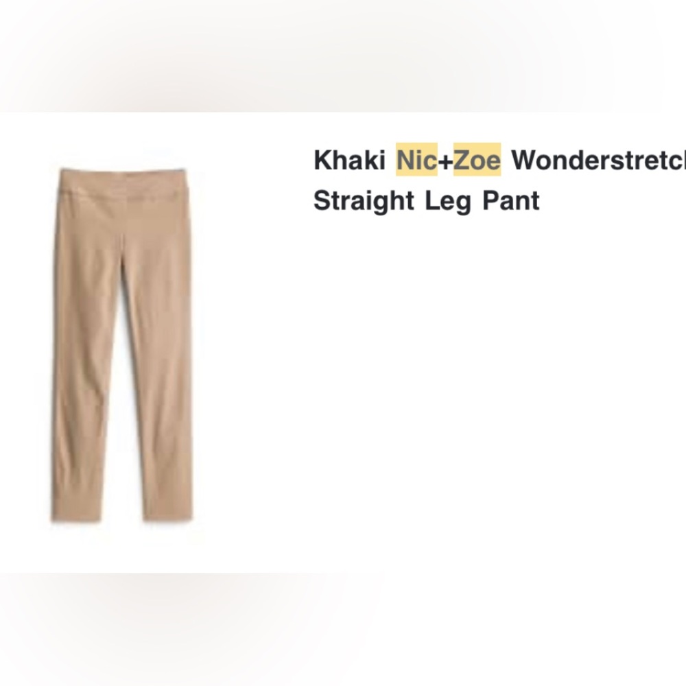 Nic+Zoe roch straidht Leg Pant
Khaki
4